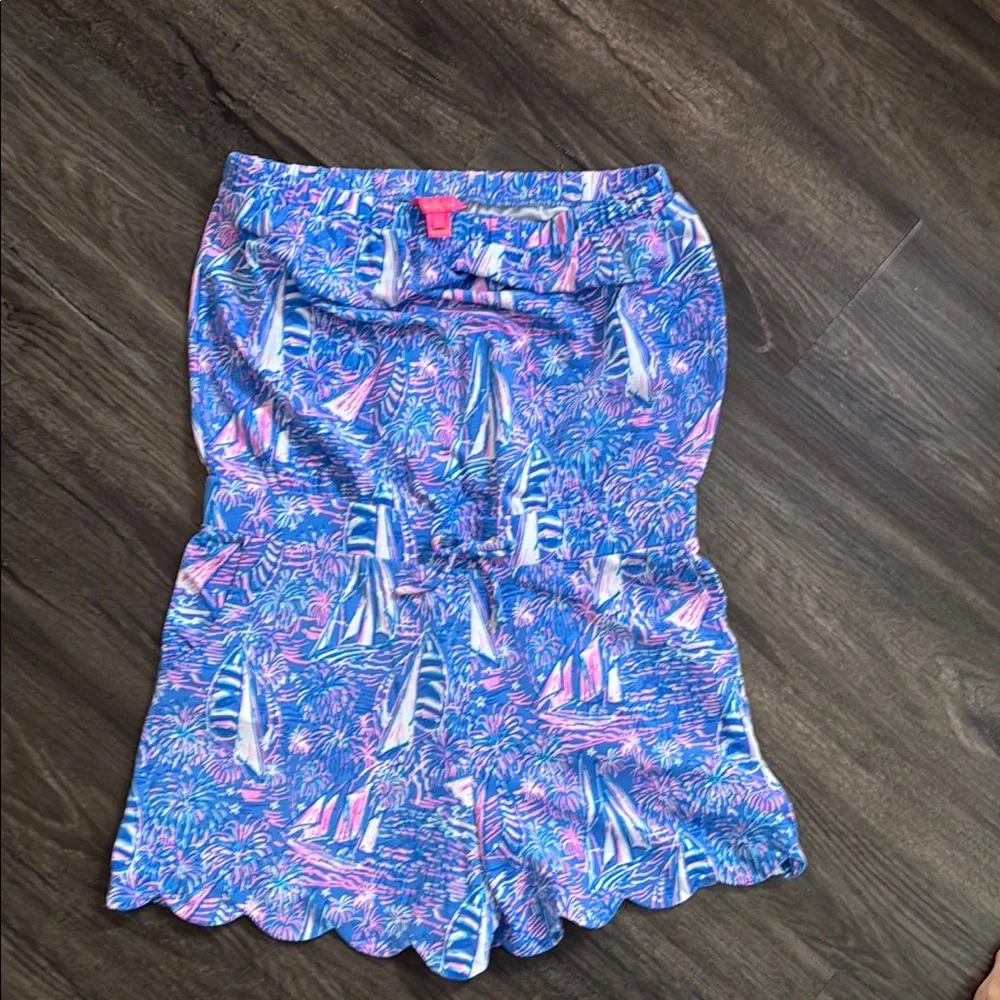 Lilly Pulitzer Blue and Pink Firework Print Shorts romper size 10 to big 🥲 - Picture 4 of 4